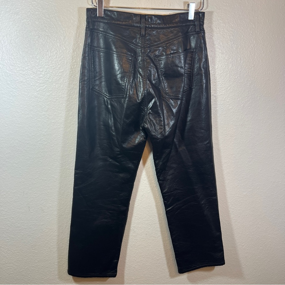AGOLDE 90’s pinch waist recycled leather blend straight leg pants black - Picture 4 of 9